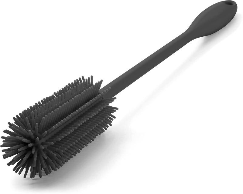 Purtribe Silicone Bottle Brush, Water Bottle Cleaner Brush with Long Handle, Perfect for Cleaning Narrow Neck Containers, Vacuum Sports Bottle, Tumblers, Flask, Glassware (1 Pack, Charcoal) - Image 3